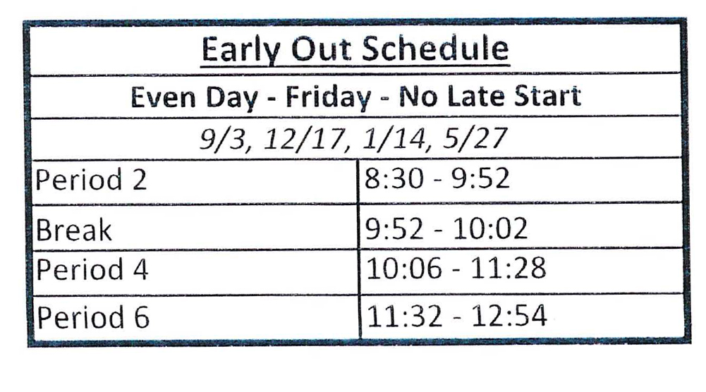early out schedule