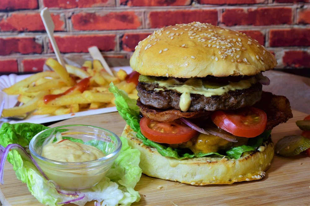 hamburger and fries