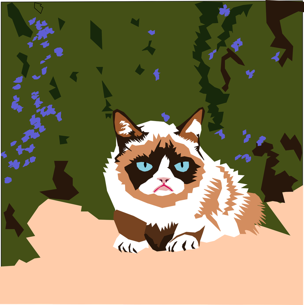 art work of cat against a green background