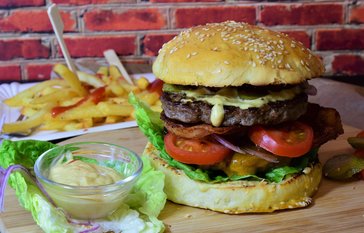hamburger and fries