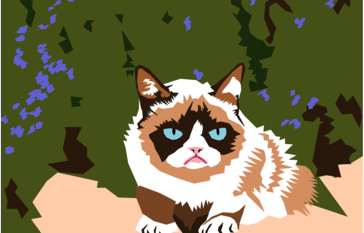 art work of cat against a green background