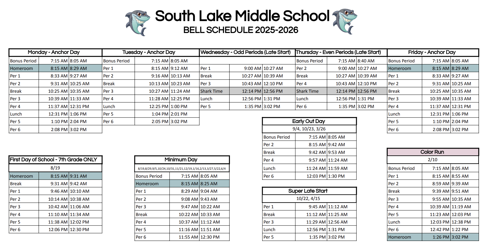 SLMS Bell Schedule 25-26