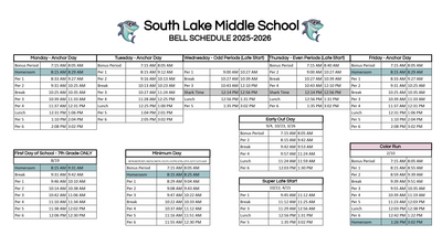 South Lake Bell Schedule